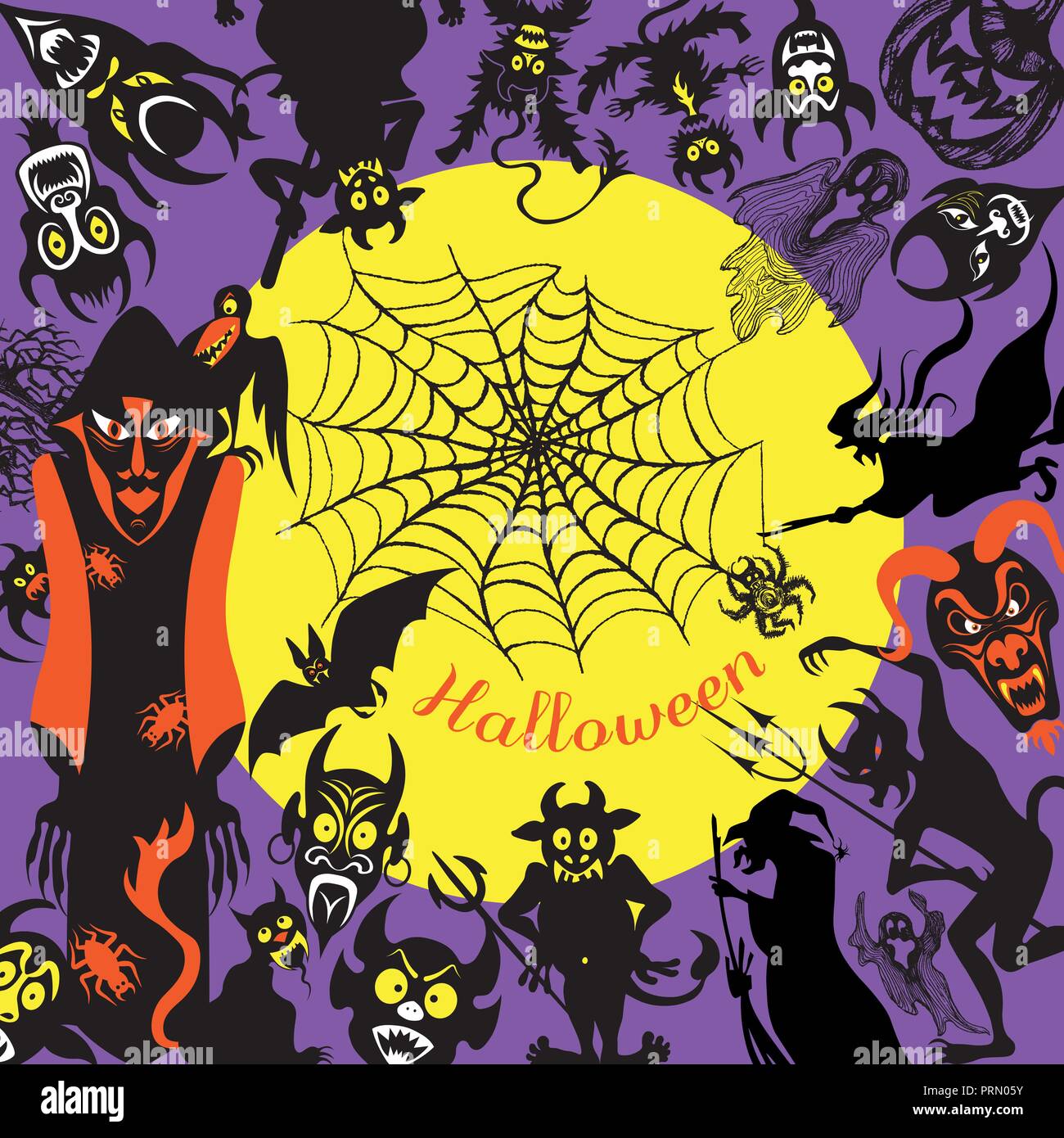 Eine Reihe von verschiedenen Vektorgrafiken für Halloween. Stock Vektor