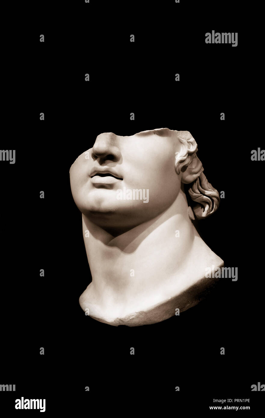 Antike griechische Skulptur einer Jugend, Fragment. Stockfoto