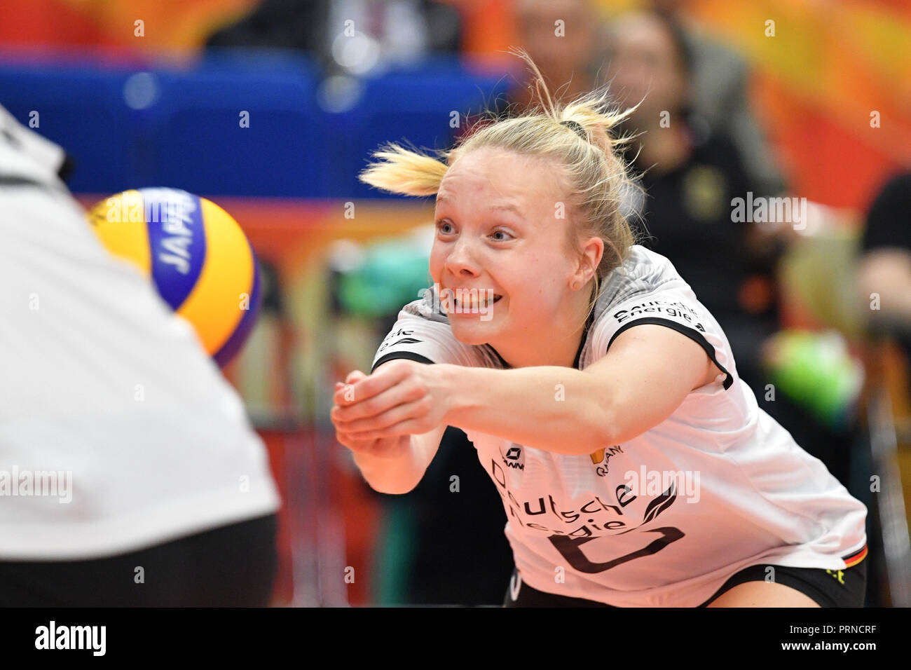 Kanagawa, Japan. Credit: MATSUO. 3. Okt, 2018. Jennifer Geerties (GER) Volleyball: FIVB Volleyball für Frauen Wm Japan 2018 Erste runde Pool eine Übereinstimmung zwischen Mexiko 0-3 Deutschland an der Yokohama Arena in Kanagawa, Japan. Credit: MATSUO. K/LBA SPORT/Alamy leben Nachrichten Stockfoto