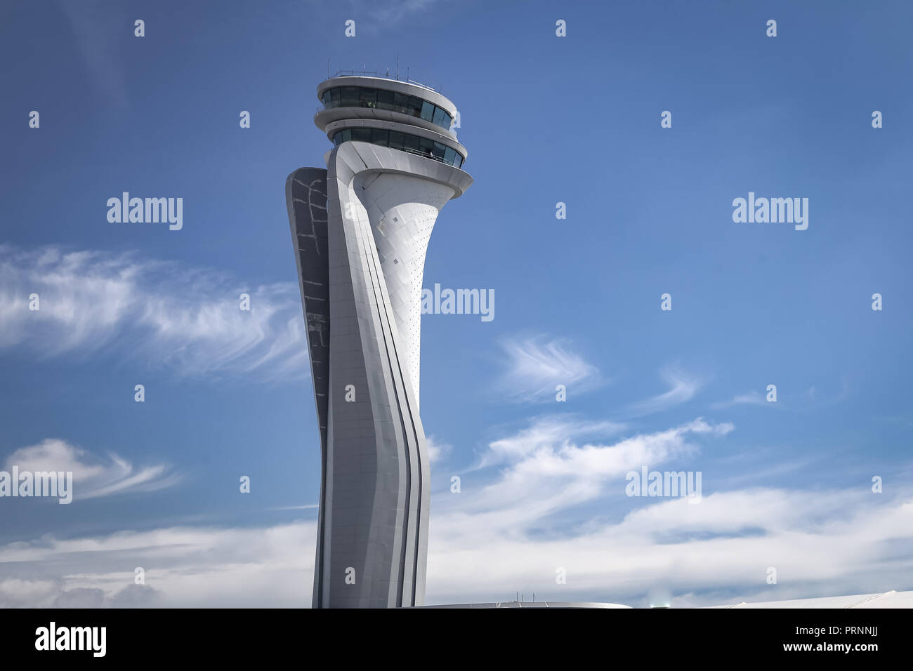 Air Traffic Control Tower der neue Flughafen von Istanbul, Türkei Stockfoto