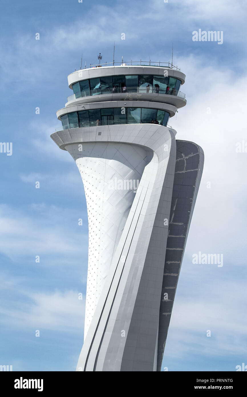 Air Traffic Control Tower der neue Flughafen von Istanbul, Türkei Stockfoto