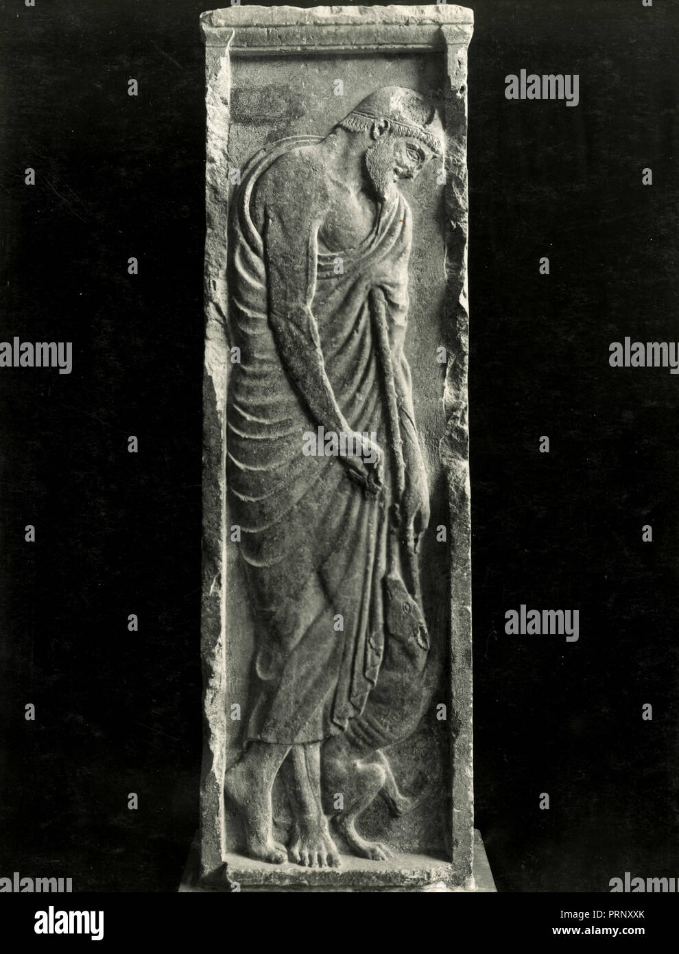 Grabkunst Stele von Alxenor oder Stele von Orchomenos, Griechenland 1930 s Stockfoto