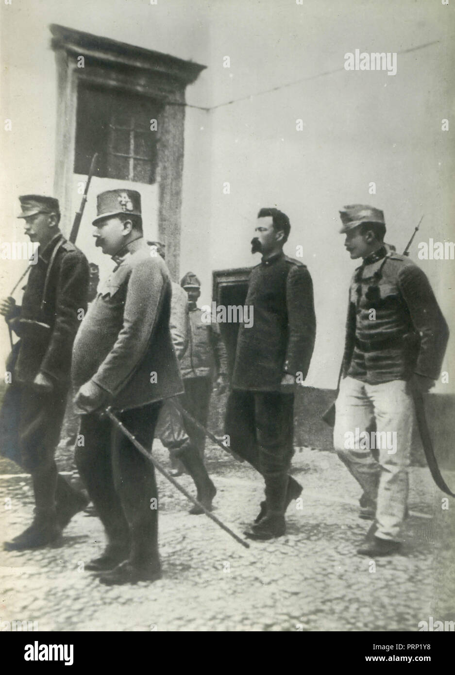 Italienischer patriot Cesare Battisti nach dem Prozess und Todesurteil, 1916 Stockfoto