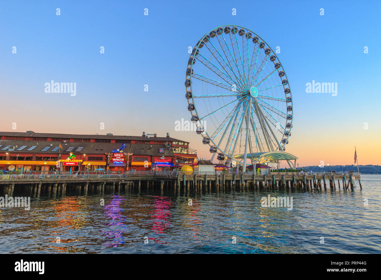 SEATTLE, WA, USA - 24. Juli: Seattle tolle Rad- und Pier 57 am Juli 24, 2018 in Seattle, Washington. Stockfoto