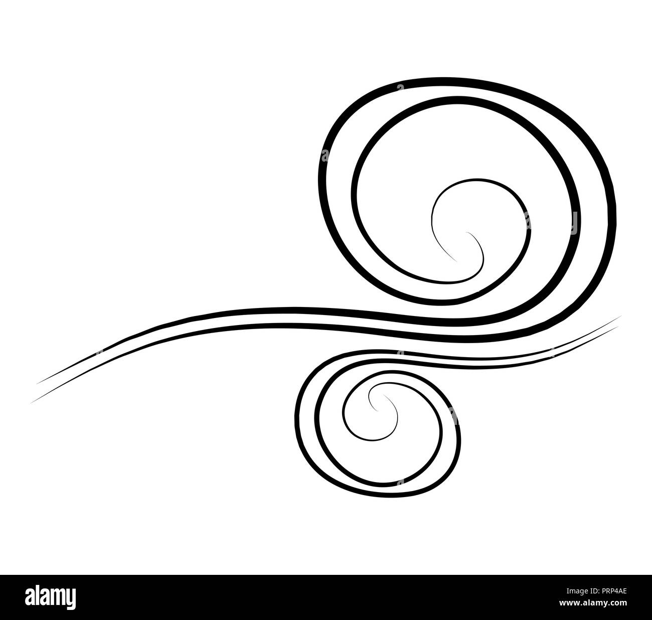 Wind doodle Blasen, gust Design auf weißem Hintergrund Stock Vektor