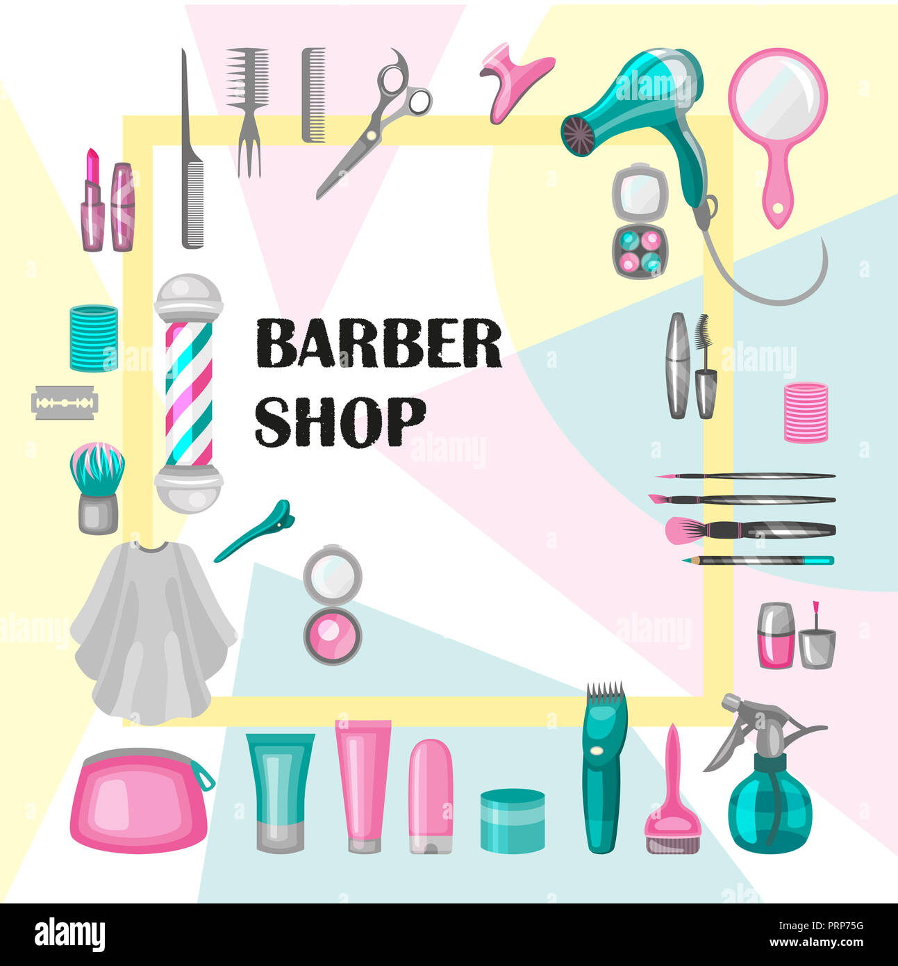 Zusammensetzung der Reihe von Icons für den Friseur. Elemente für Ihre Web Design, in flachen lineare Abbildung Stil Stockfoto