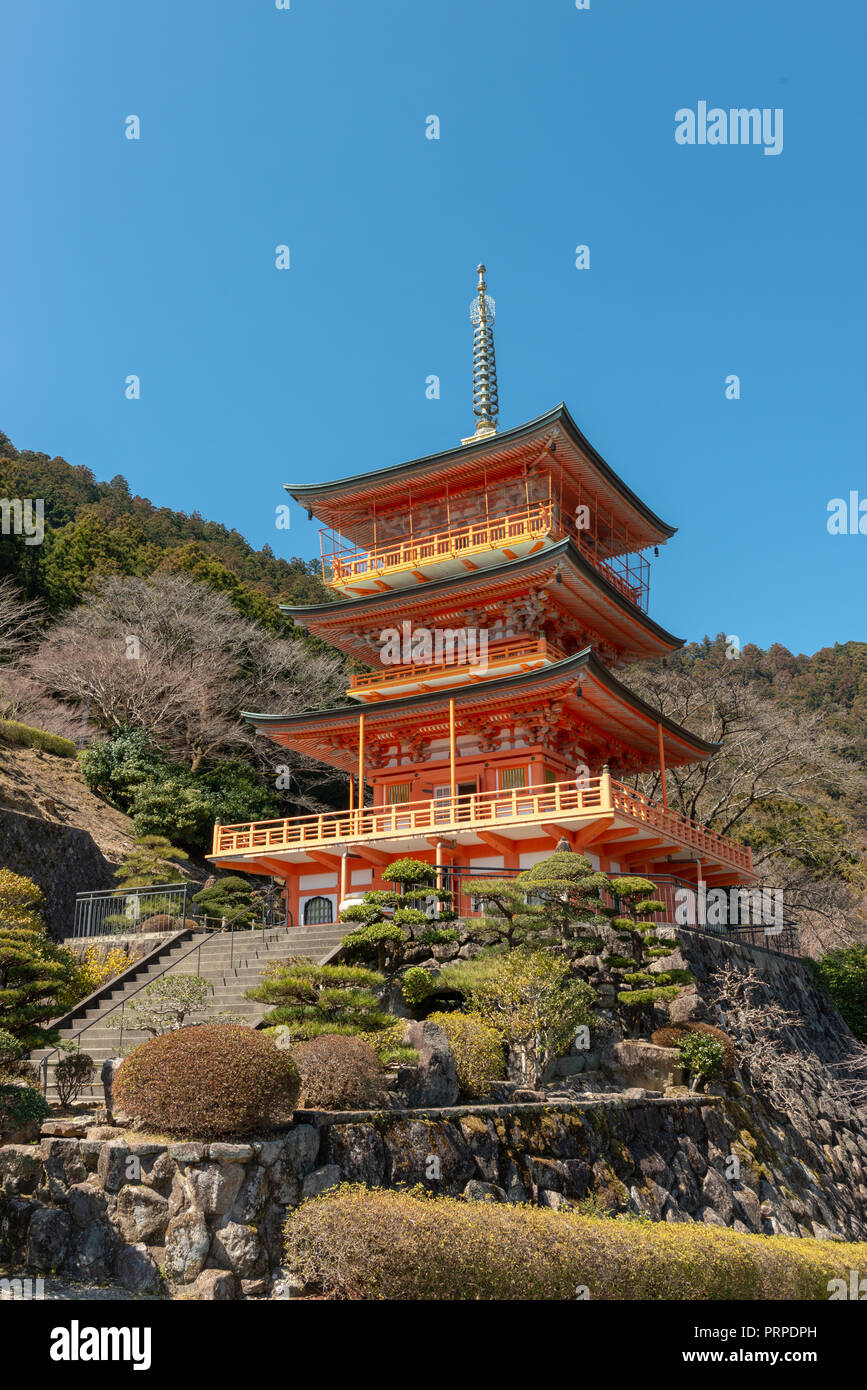 Die Pagode des UNESCO Welterbe Seiganto-ji Tempel, Präfektur Wakayama, Japan. Stockfoto