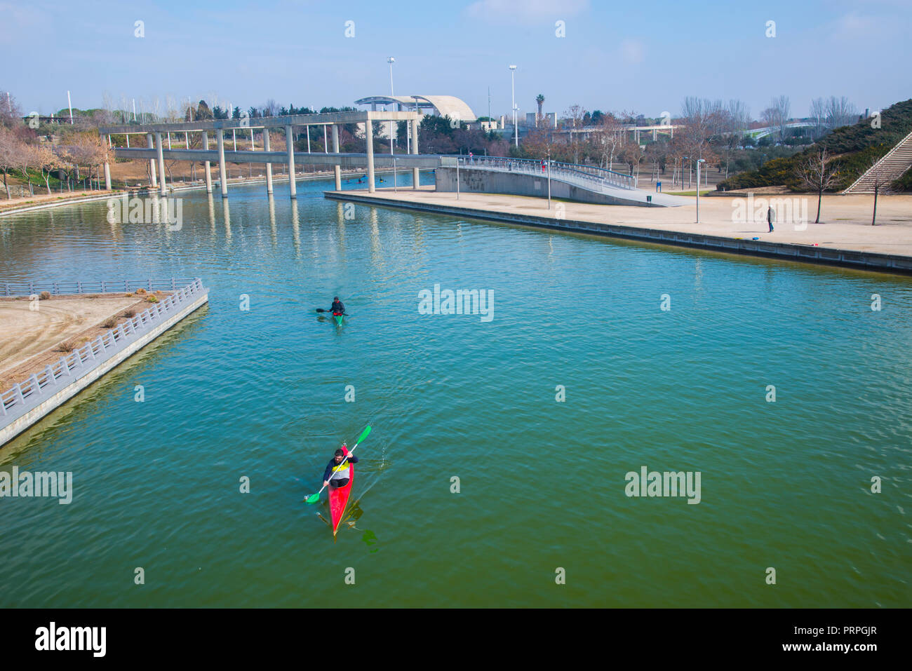 Juan Carlos I Park. Campo De Las Naciones, Madrid, Spanien. Stockfoto