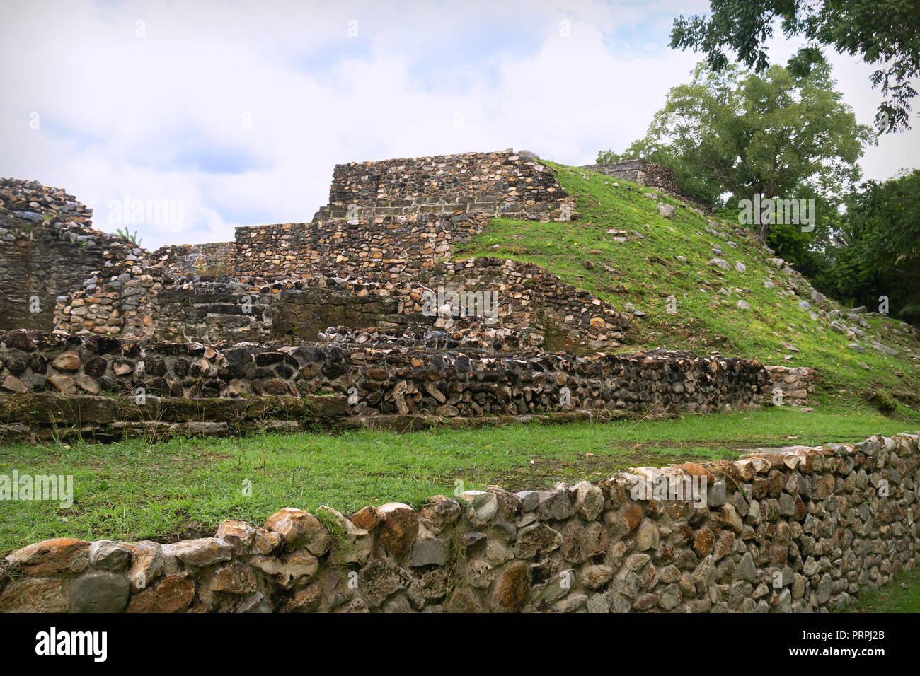 Belize, Mittelamerika Belice, Altun Ha Tempel. Stockfoto