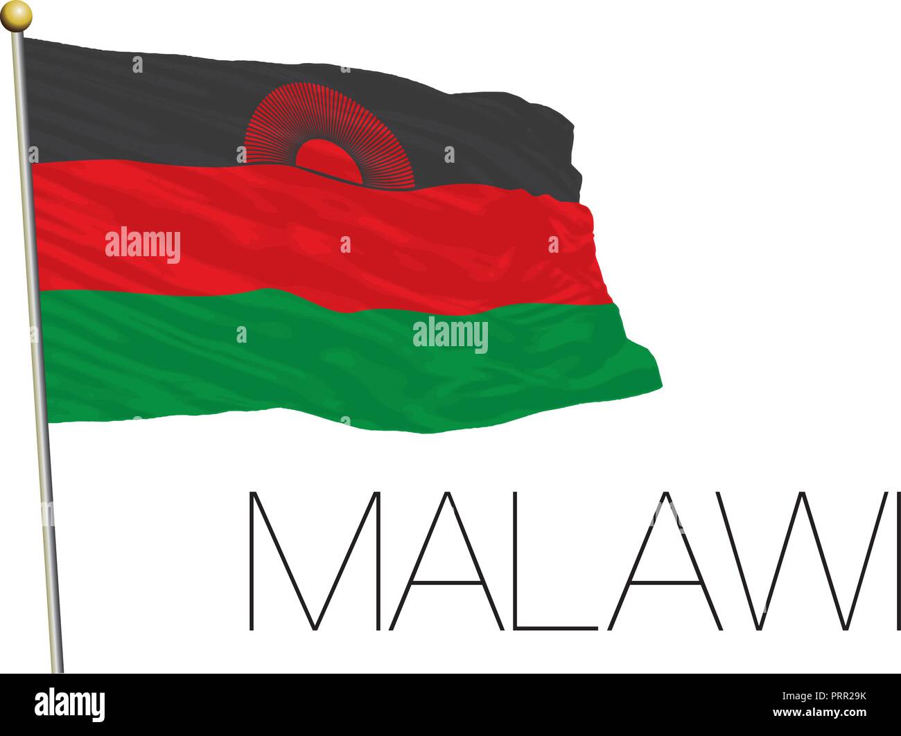 Malawi offizielle Flagge, Vector Illustration Stock Vektor