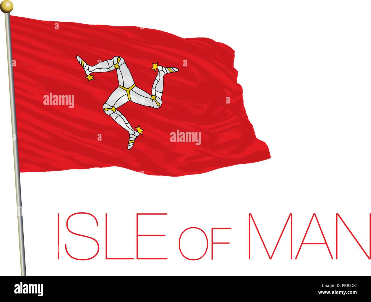 Isle of Man Flagge und Emblem, Vector Illustration, Vereinigtes Königreich Stock Vektor