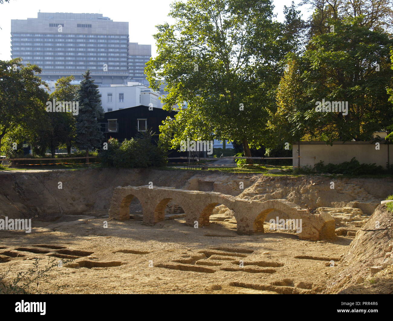 Wien, Archäologische Ausgrabung, Gräberfeld in der Sensengasse - Wien, Archäologische Werke Stockfoto