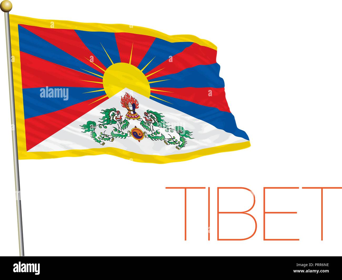 Tibet offizielle Flagge, Vector Illustration Stock Vektor