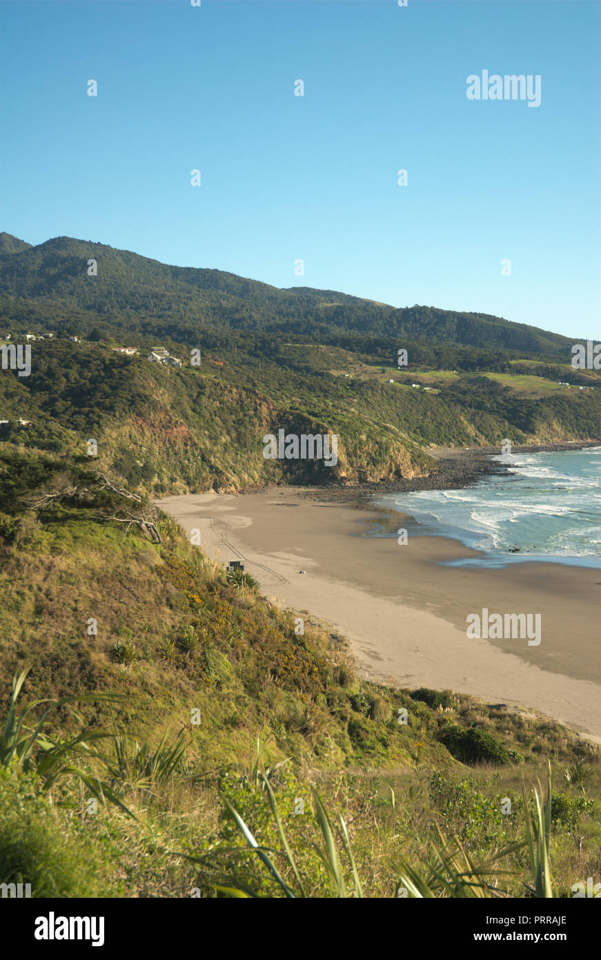 Wunderschöne Strände in Raglan, Waikato, North Island, Neuseeland Stockfoto