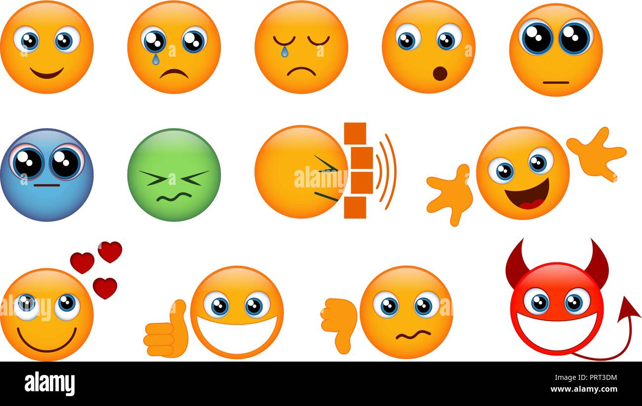 Satz von gelben emojis Stock Vektor