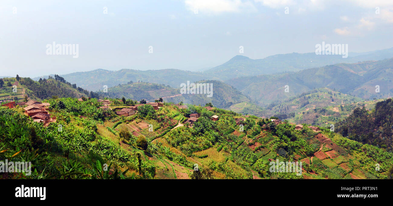 Ländliche Landschaften im Westen Ruandas. Stockfoto
