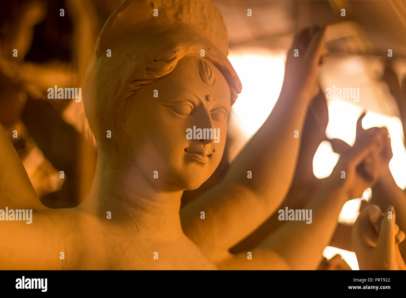 Durga Idol im Machen Stockfoto