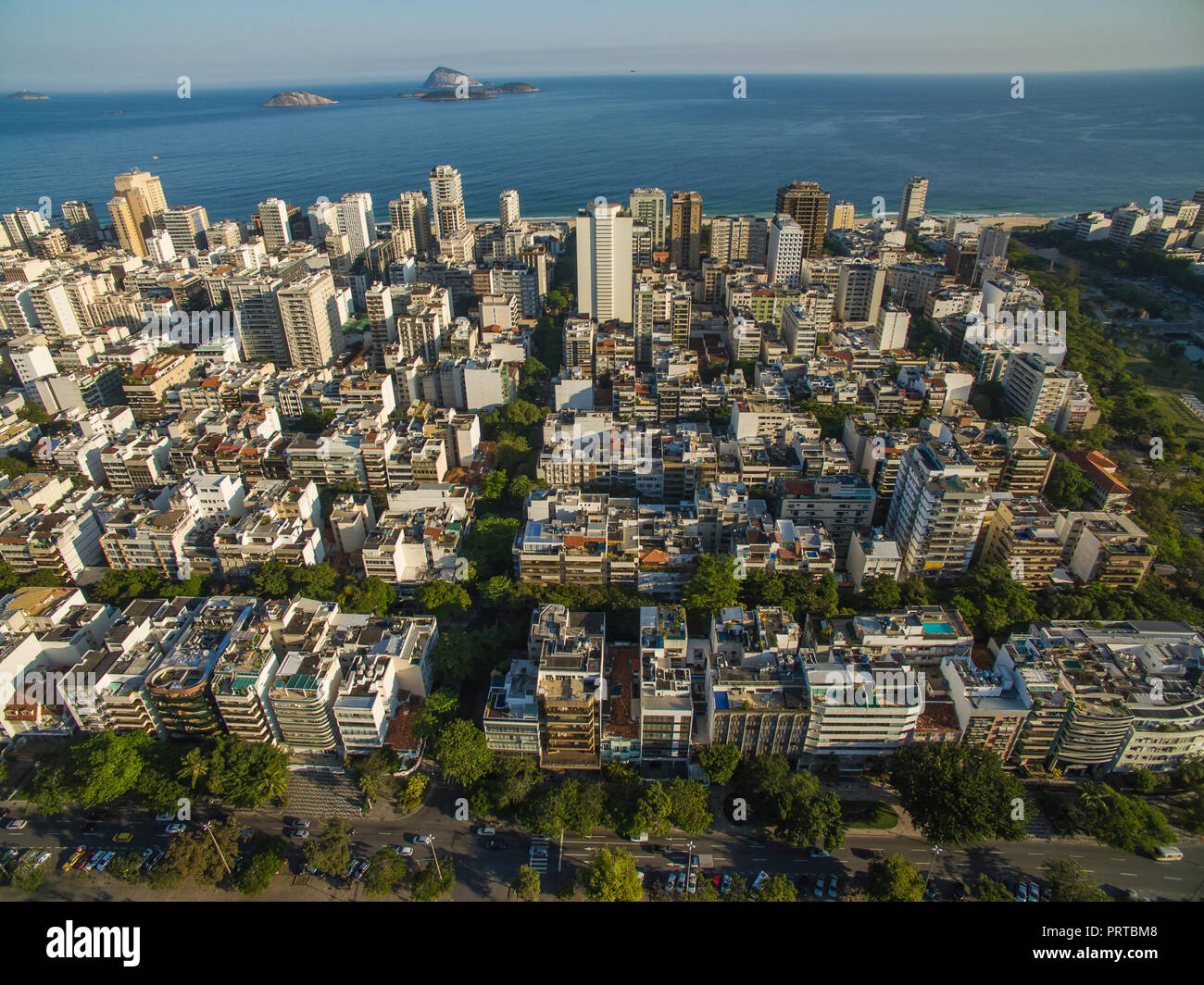 Luftaufnahme der Stadtteil Ipanema, Rio de Janeiro Brasilien Südamerika Stockfoto