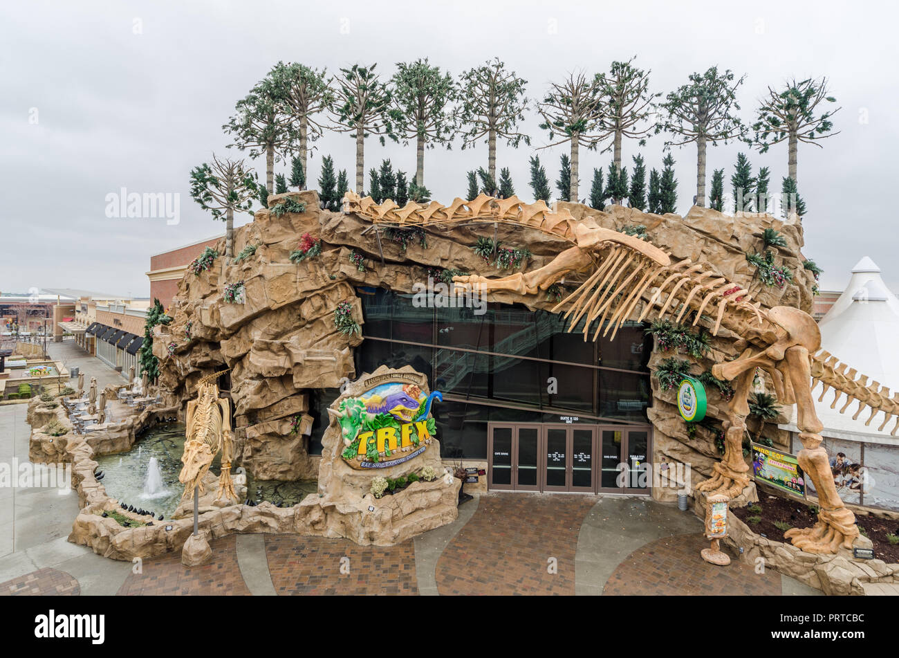 Inzwischen geschlossenen T-Rex Cafe in Legenden Steckdosen Stockfoto
