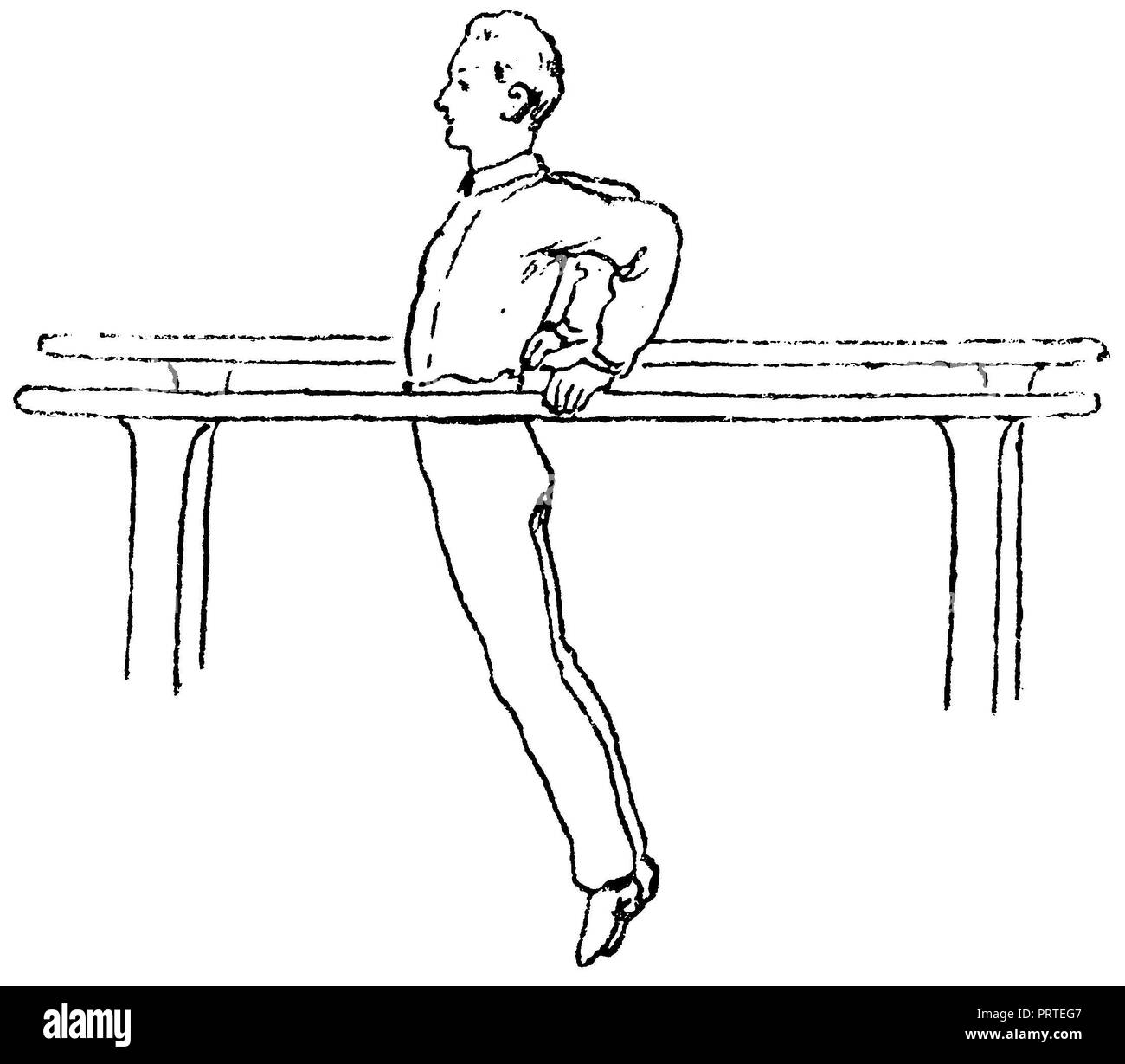 Übung am Barren: Knick unterstützen, Stockfoto