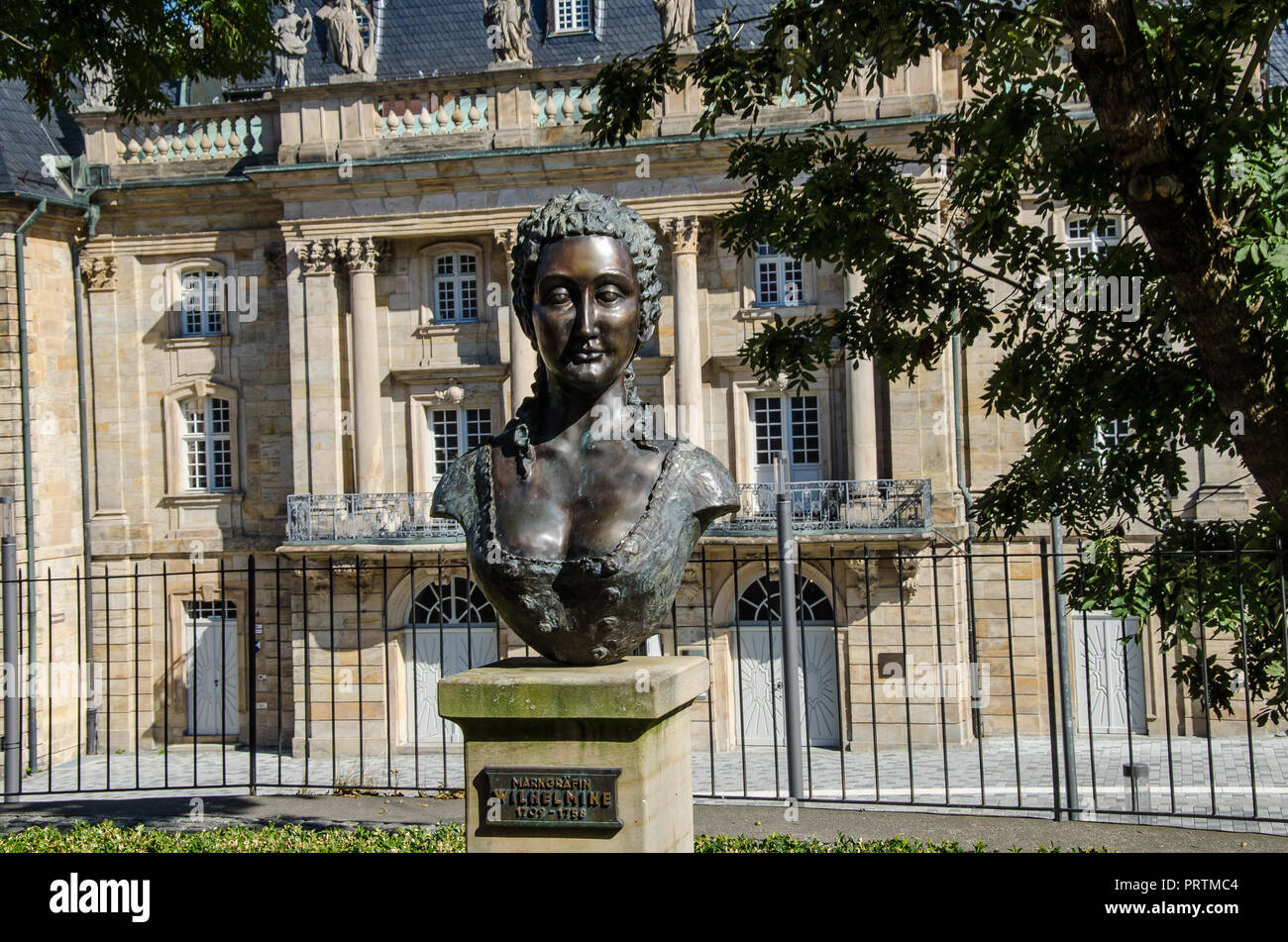 Bayreuth ist eine Stadt, die Historisch gewachsen als Markgräfliche Residenz und ist inzwischen weltberühmt, weil der Richard Wagner Festival. Stockfoto