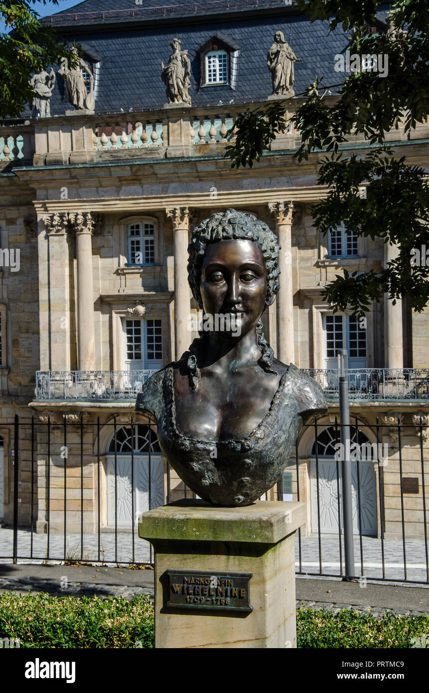 Bayreuth ist eine Stadt, die Historisch gewachsen als Markgräfliche Residenz und ist inzwischen weltberühmt, weil der Richard Wagner Festival. Stockfoto