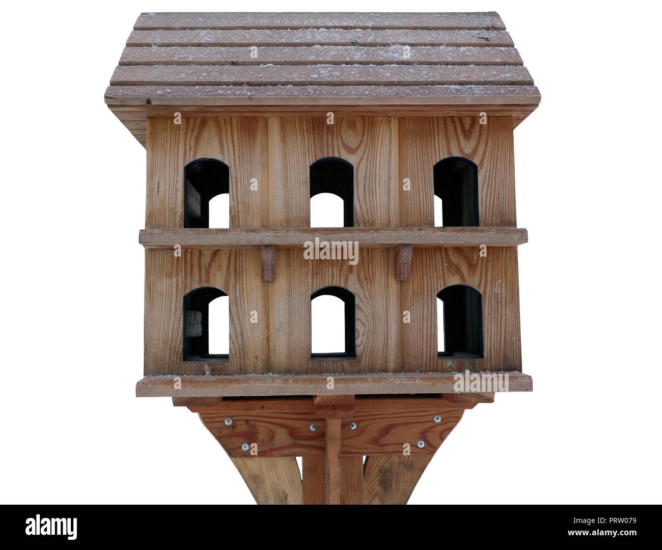 Holz- Bird Feeder. Isolieren Stockfoto