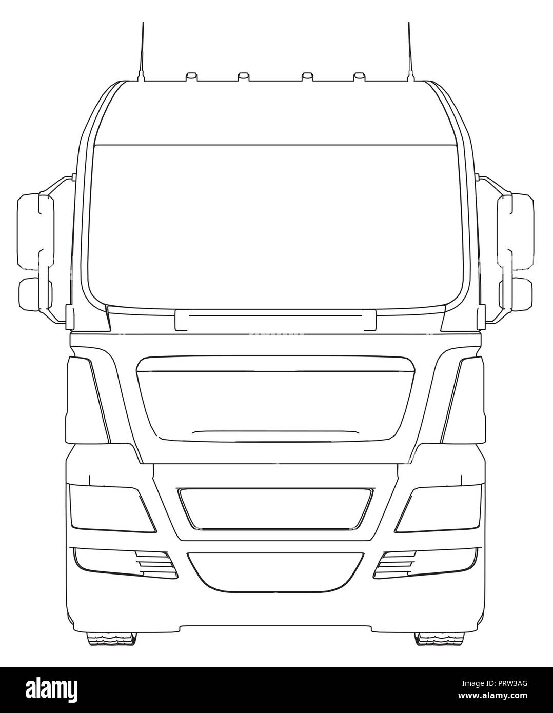 Kommerzielle cargo Lieferwagen. Isoliert. Erstellt Abbildung der 3d. Wire-Frame. Stock Vektor