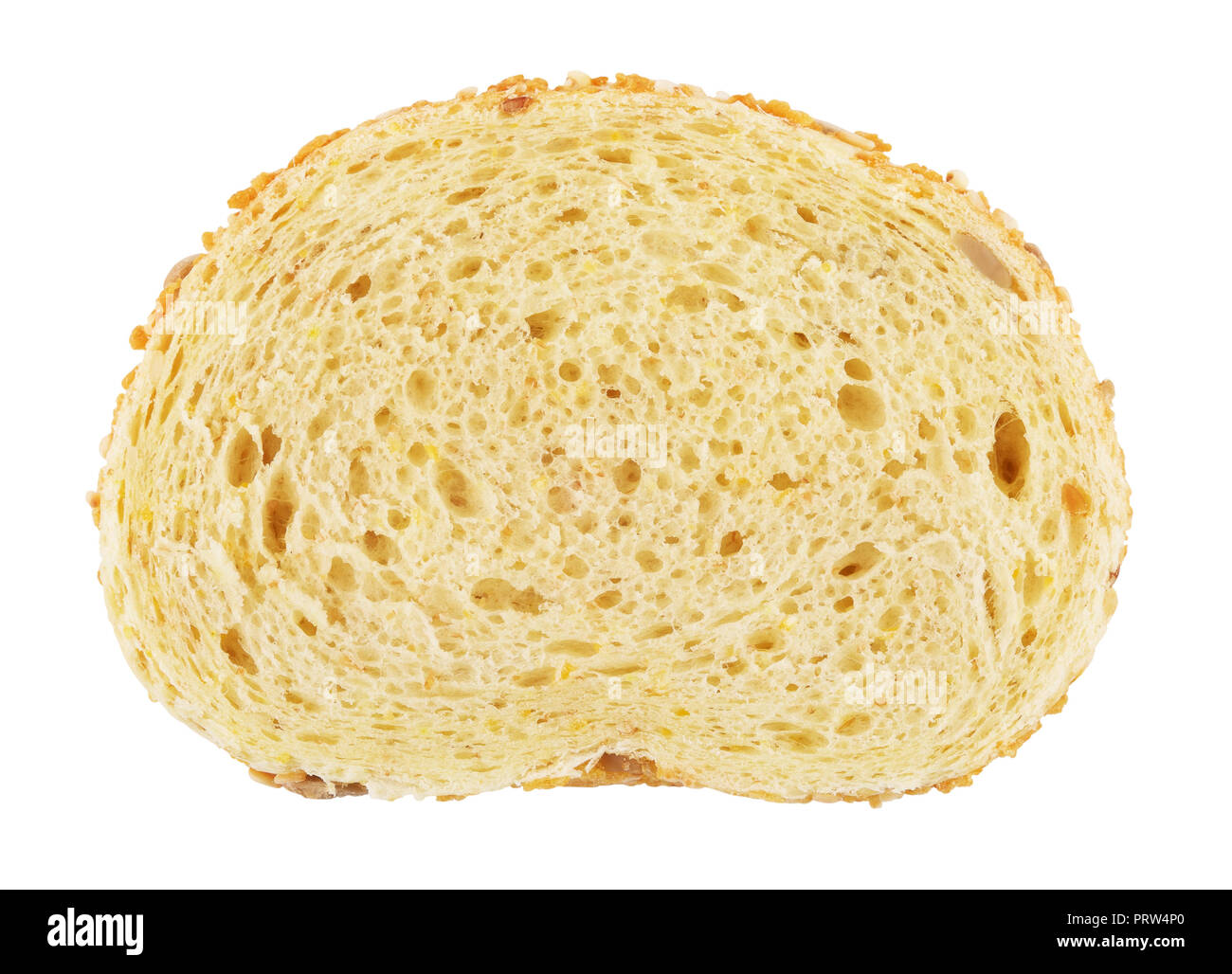 Mais Brot in Scheiben schneiden, auf weißem Hintergrund Stockfoto