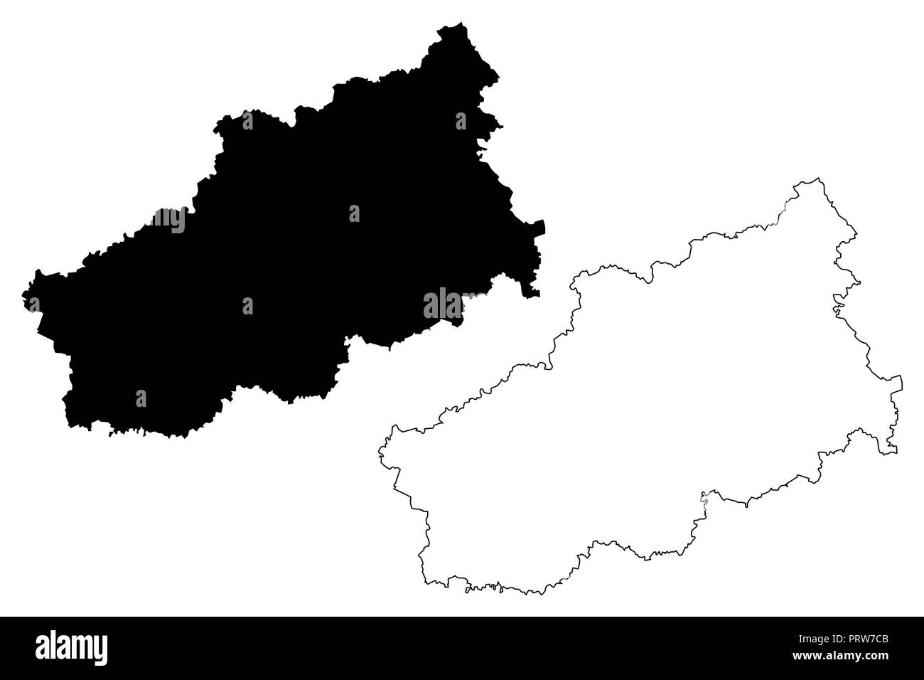 Oblast Twer (Russland, Subjekte der Russischen Föderation, die oblaste Russlands) Karte Vektor-illustration, kritzeln Skizze Oblast Kalinin Karte Stock Vektor