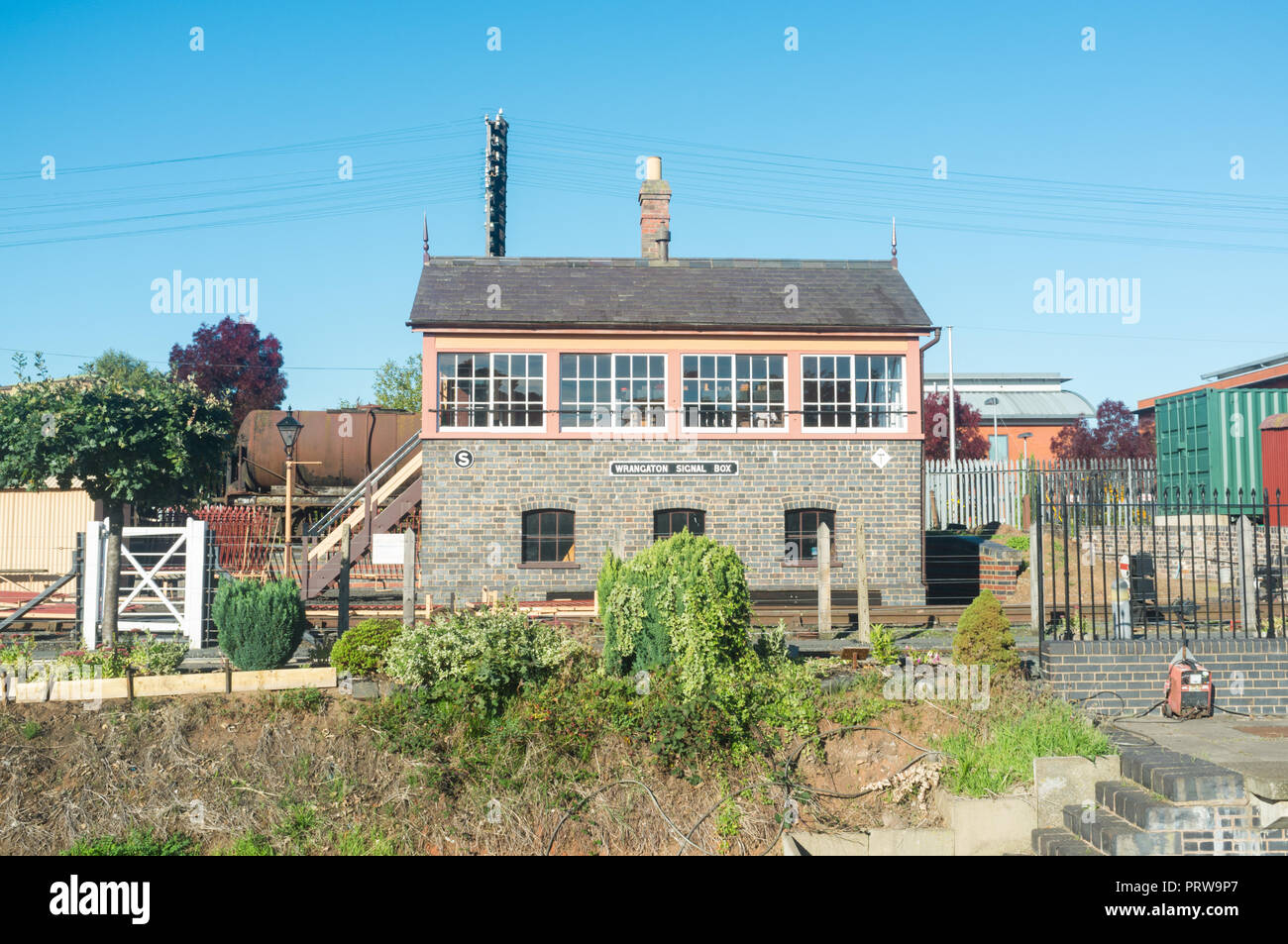 Wrangaton Stellwerk, Kidderminster, Severn Valley Railway, Großbritannien Stockfoto