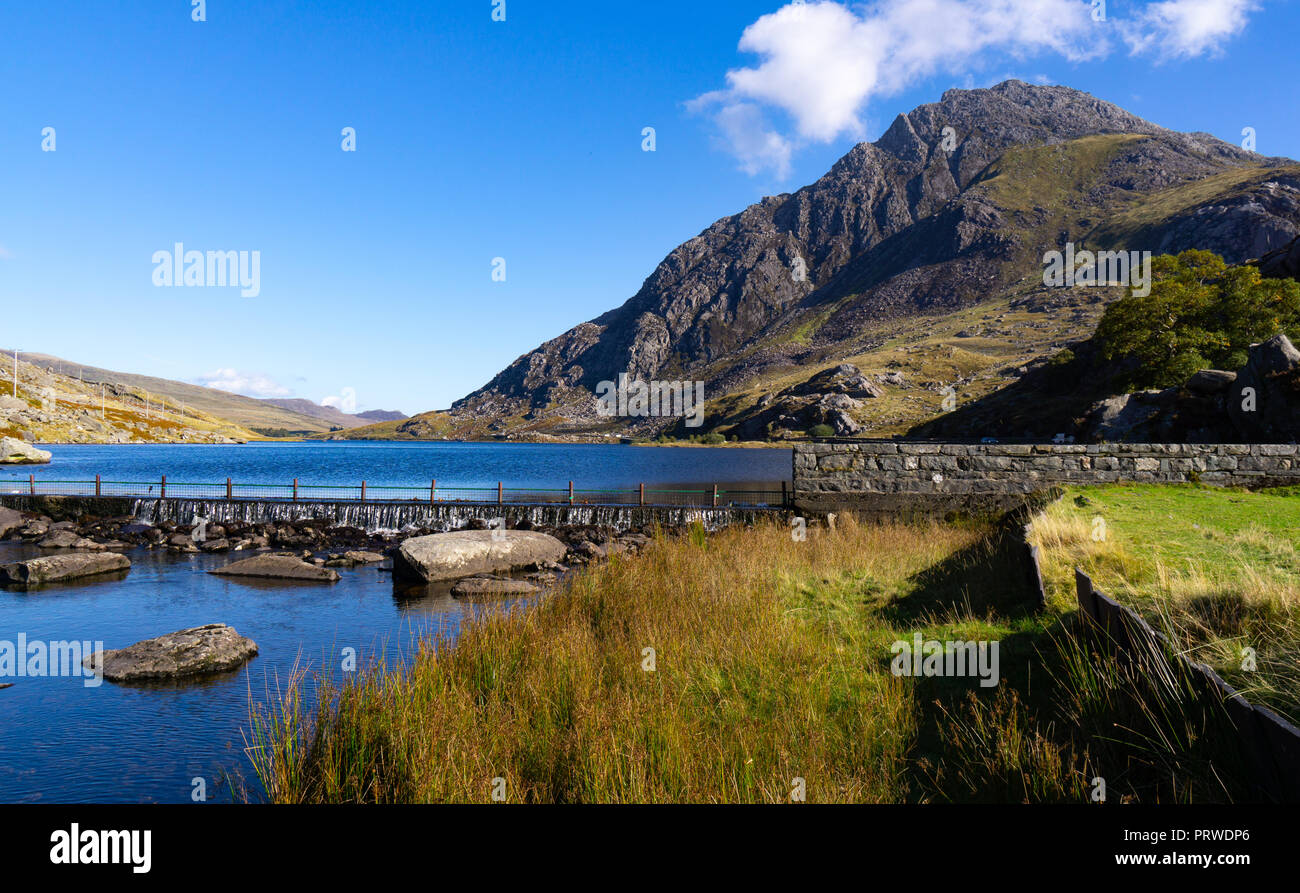 Snodonia ogwen Valley, in der Nähe von Bethesda. Bild im September 2018 übernommen. Stockfoto