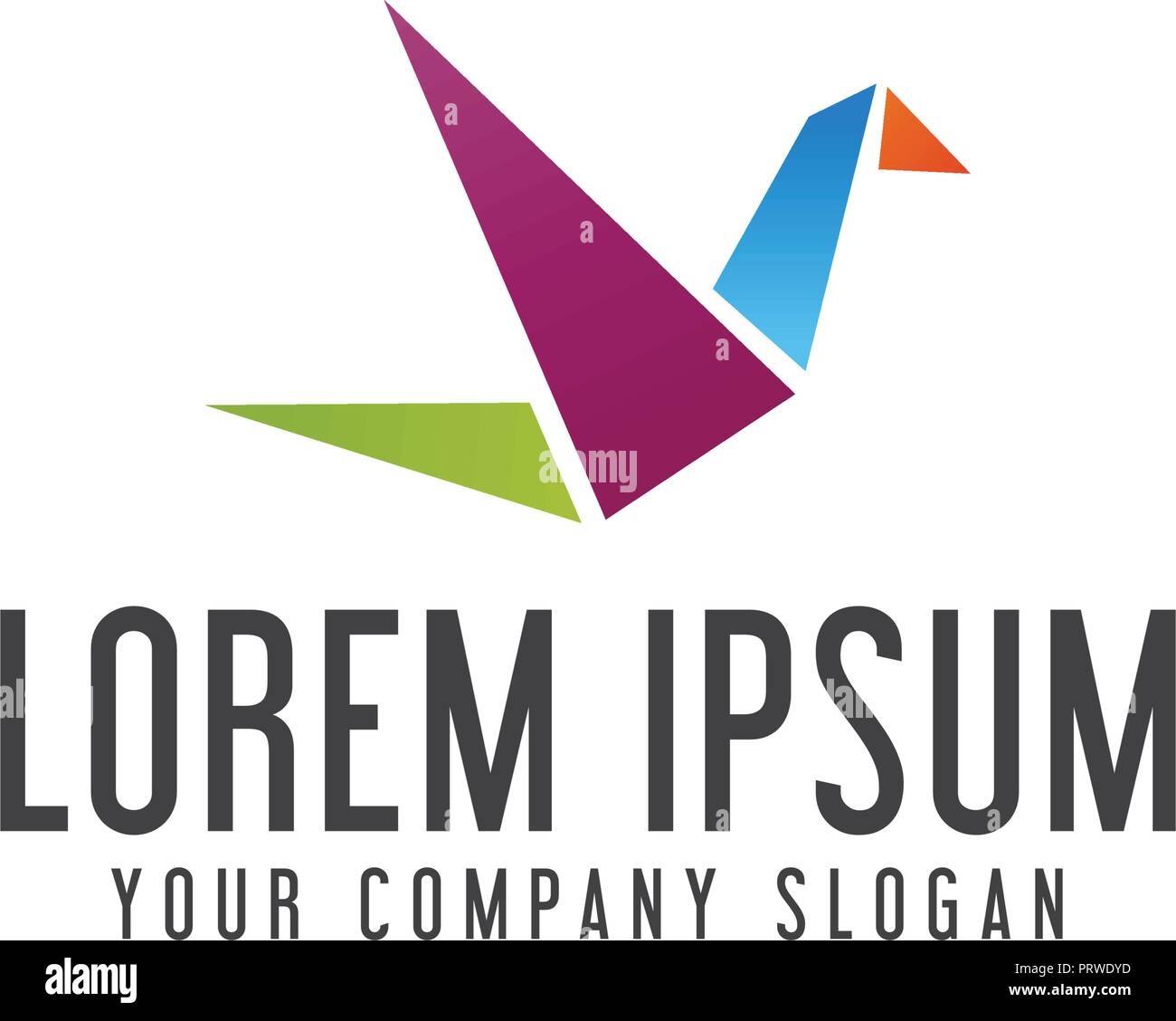 Vogel origami Logo Design Konzept Vorlage Stock Vektor