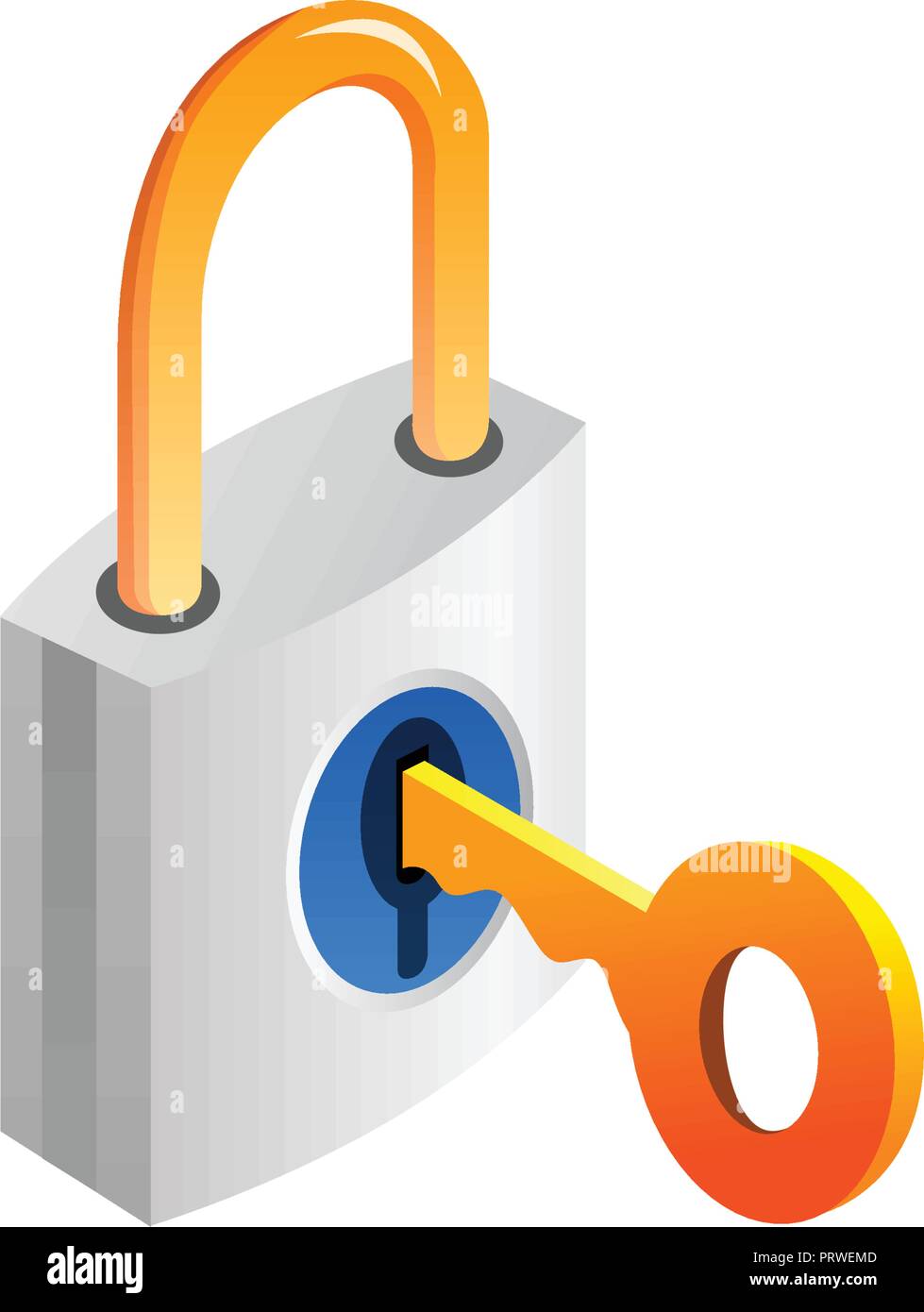 Schloss und Schlüssel. Vector Illustration isoliert auf weißem Hintergrund Stock Vektor