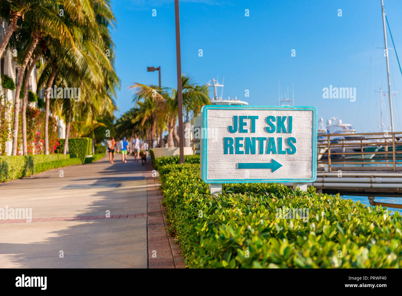 Jet Ski Verleih Zeichen in Miami South Beach, Florida Stockfoto