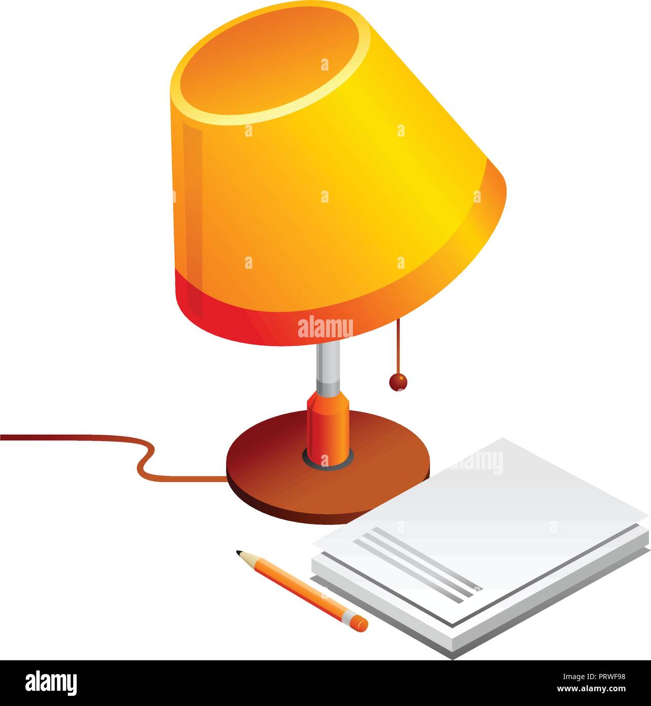 Lampe und buchen Sie Bleistift. Vector Illustration isoliert auf weißem  Hintergrund Stock-Vektorgrafik - Alamy