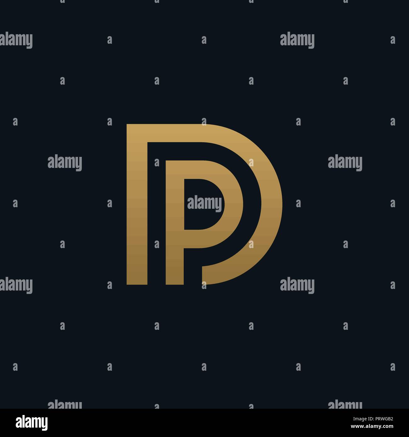 Luxus Buchstabe D und Buchstabe P Logo. pd, dp initial überlappende in eckigen Buchstaben Logo bunt Stock Vektor