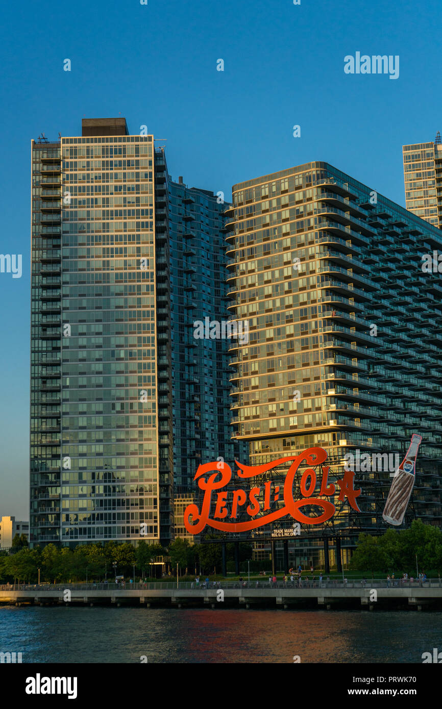 Iconic Pepsi Cola Schild in New York. Stockfoto
