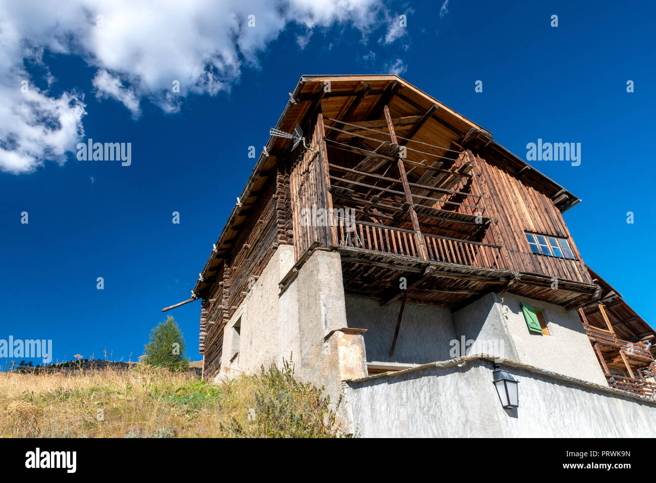 Saint-Véran, Alpen, Frankreich, 09/2016 Das Dorf Saint Veran, die höchsten in Frankreich, auf der Liste der schönsten Dörfer Frankreichs. Stockfoto