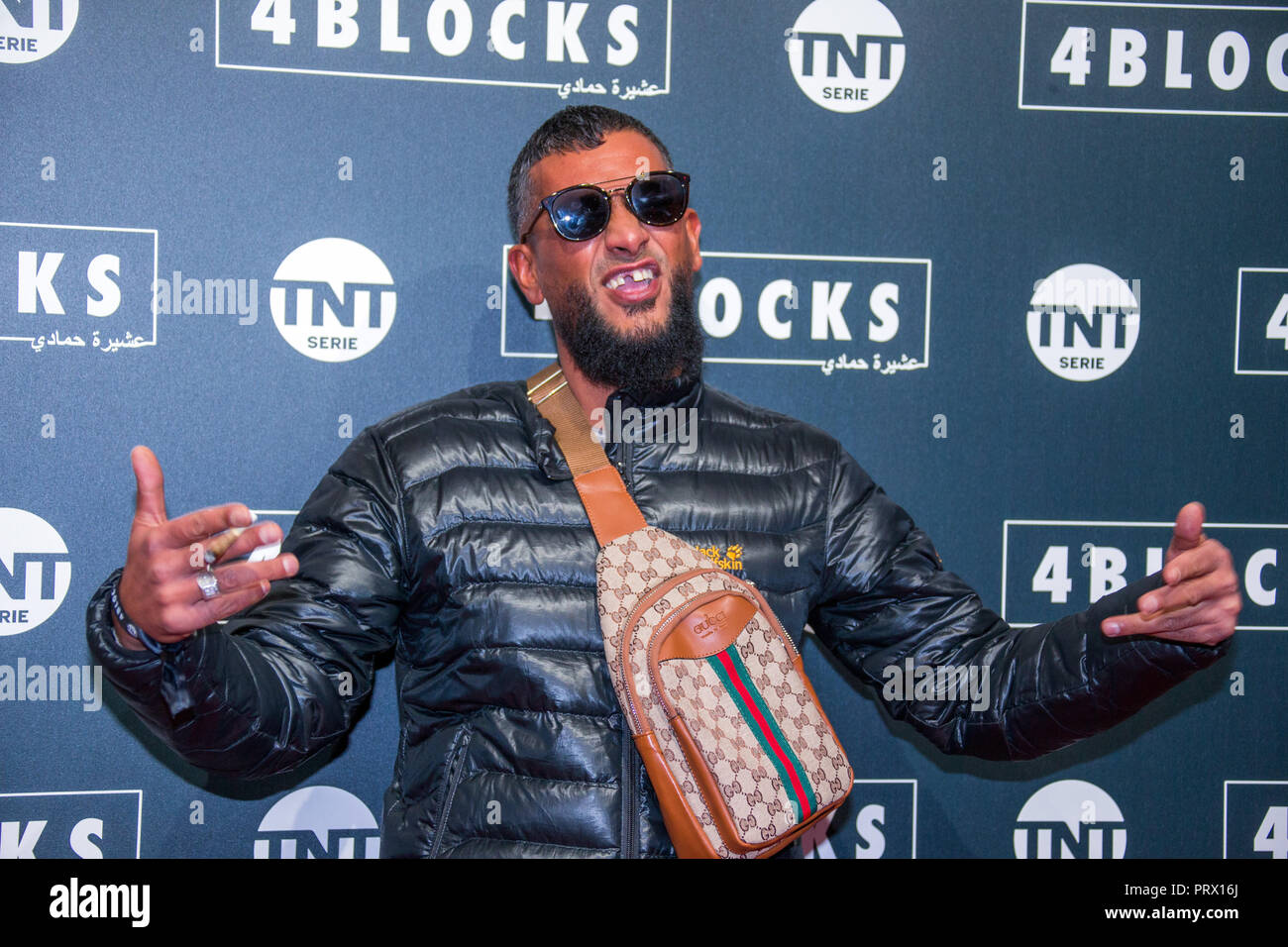 04 Oktober 2018, Berlin: Der rapper Gringo auf dem roten Teppich für die Premiere der zweiten Staffel von den TNT-Serie '4 Blocks'. Foto: Jens Büttner/dpa-Zentralbild/dpa Stockfoto