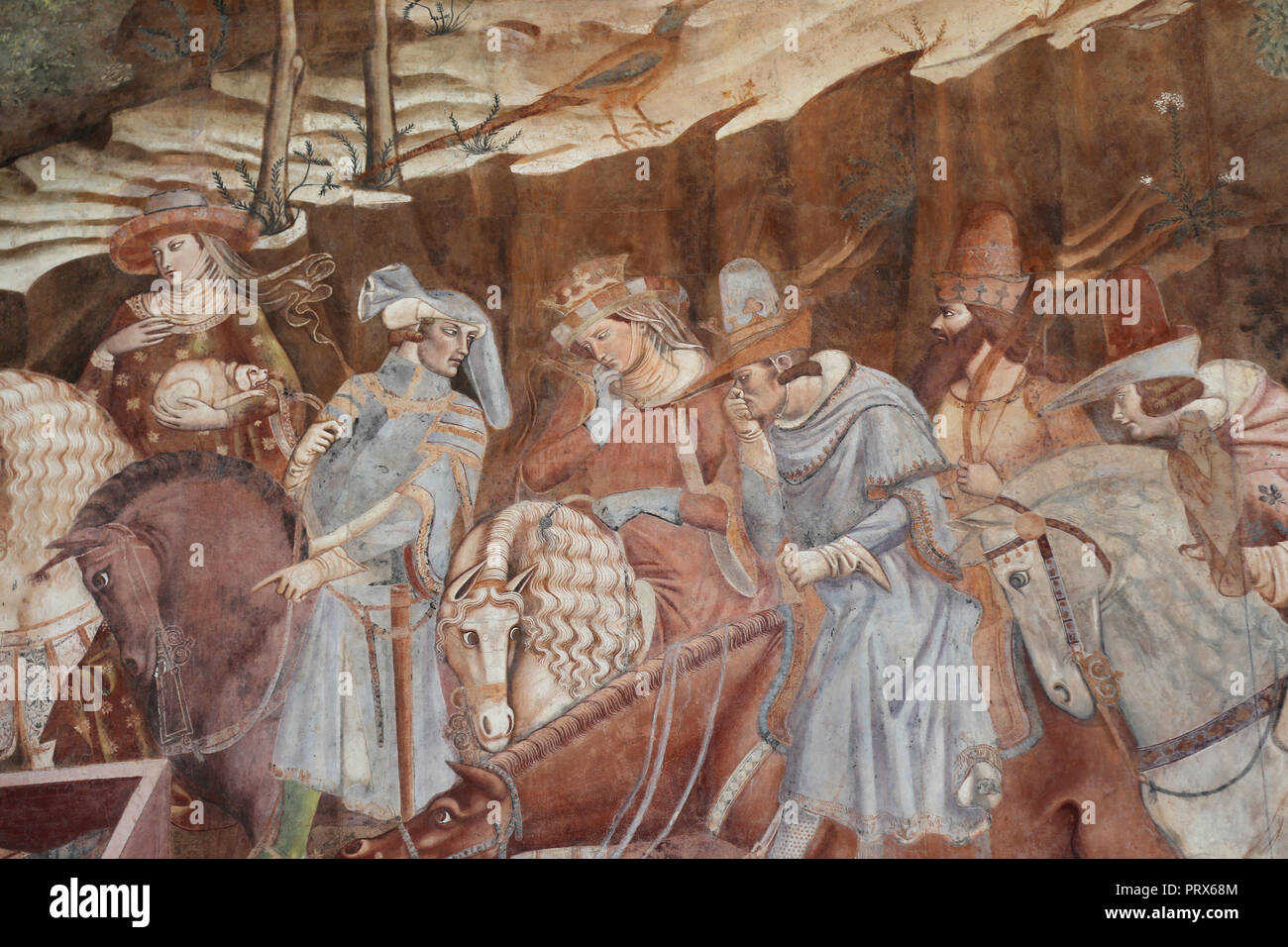 Buonamico Buffalmacco. Der Triumph des Todes. Detail "die Lebenden und die Toten. 1338-39. Camposanto. Pisa. Italien. Stockfoto