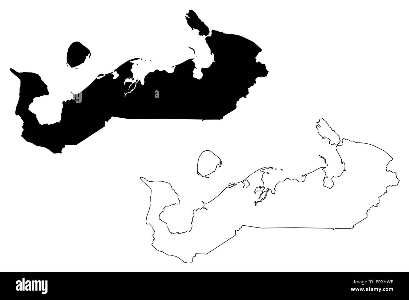 Sakhalin (Russland, Subjekte der Russischen Föderation, autonomen Okrug) Karte Vektor-illustration, kritzeln Skizze Stadt Bukarest Okr Stock Vektor