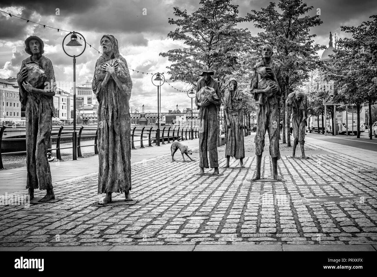 Große Hungersnot Statue, Custom House Quay, Dublin, Irland, Europa. Stockfoto