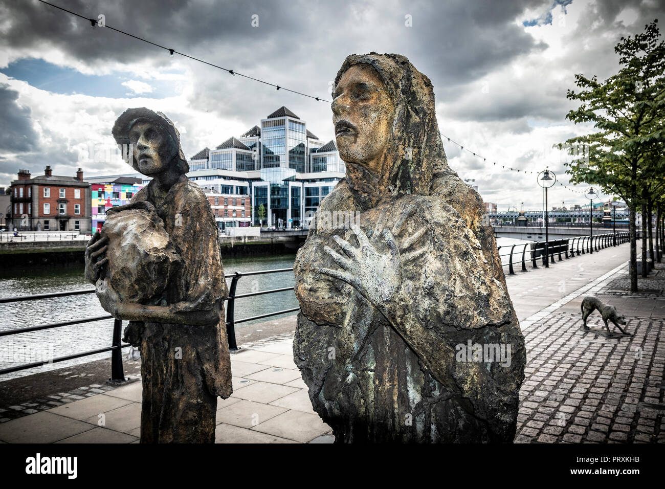 Große Hungersnot Statue, Custom House Quay, Dublin, Irland, Europa. Stockfoto