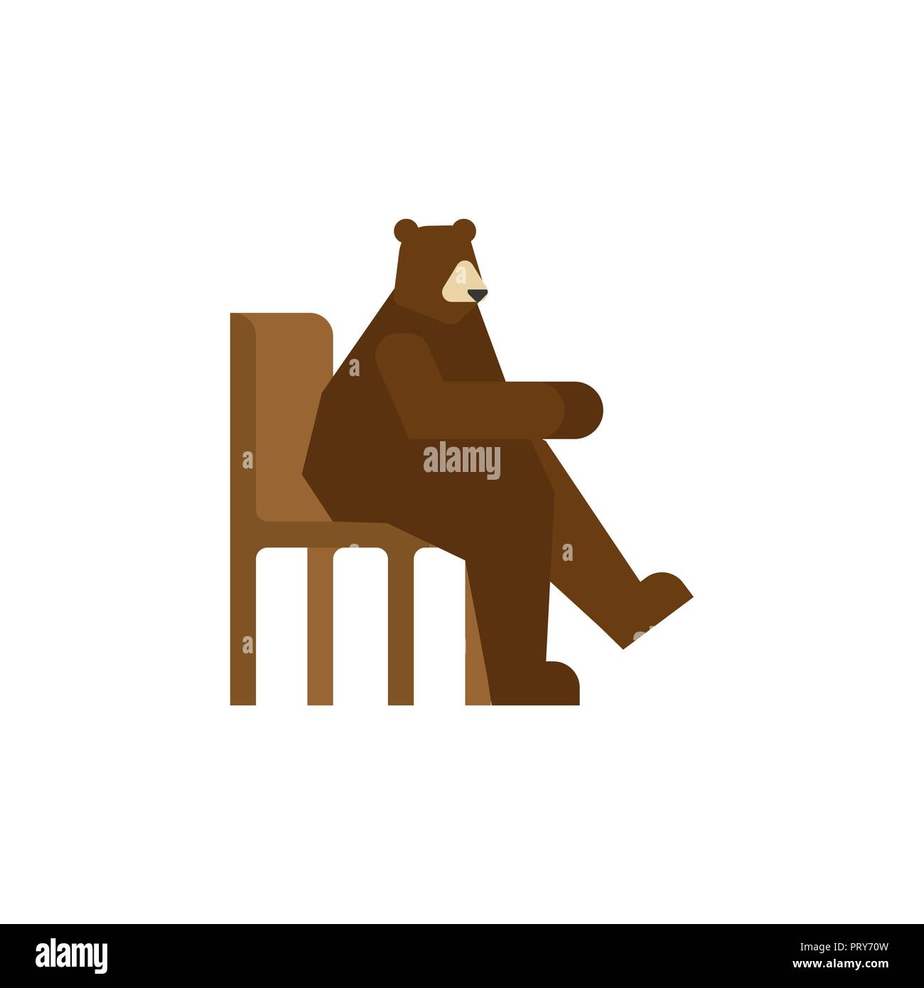 Bär auf Stuhl isoliert. Grizzly sitzen. Russische Bär Stock Vektor