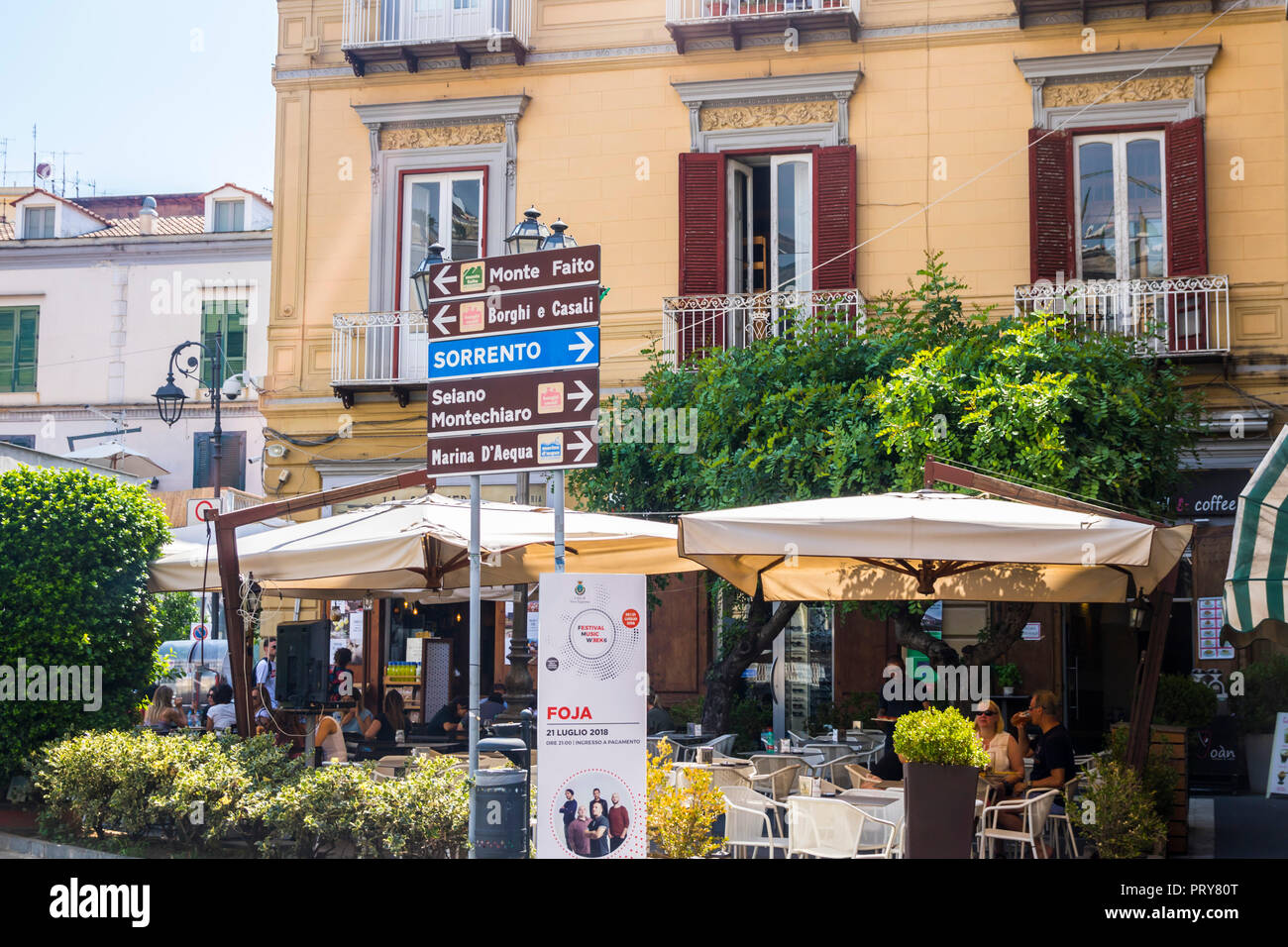 Umberto I Square, Vico Equense, Sorrento Neapel Italien Italienische street sign Stockfoto