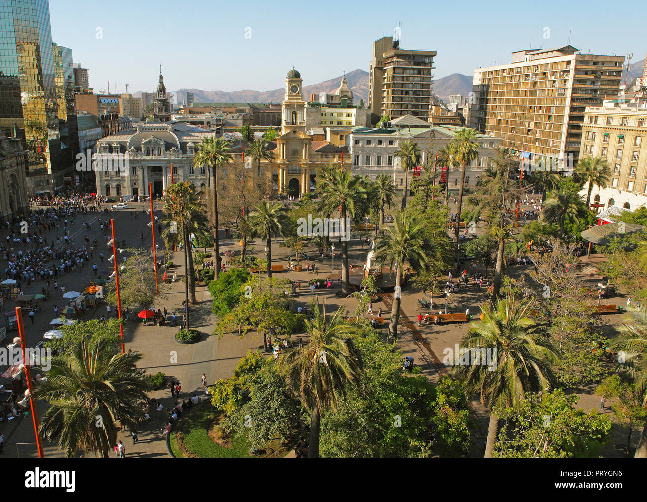 Blick auf die Plaza de Armas, Santiago de Chile, Chile Stockfoto