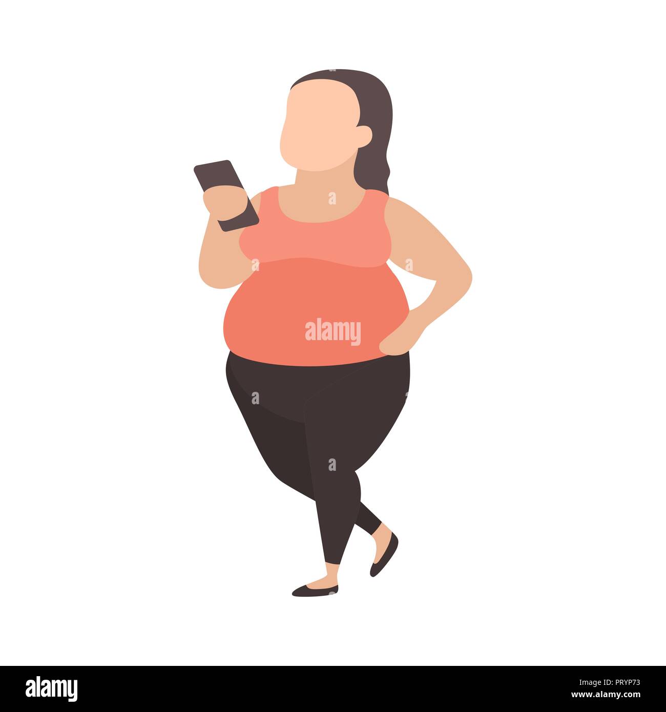 Junge Übergrößen Mädchen mit Smartphone. Jugendlicher, Bekämpfung von  Übergewicht. Fat Girl in Sportbekleidung. Teenage Gewicht Probleme oder  Körper positive Konzept Stock-Vektorgrafik - Alamy