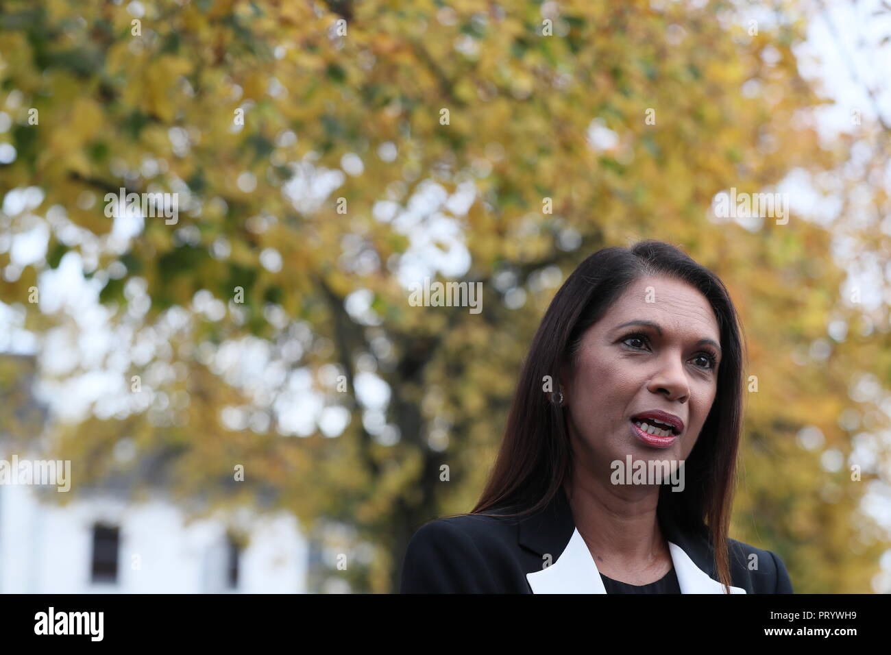 Spoiler Gina Miller kommt an der Sean Hollywood Arts Center in Newry, in einer Diskussionsveranstaltung auf Brexit und der irischen Grenze beteiligen. Stockfoto