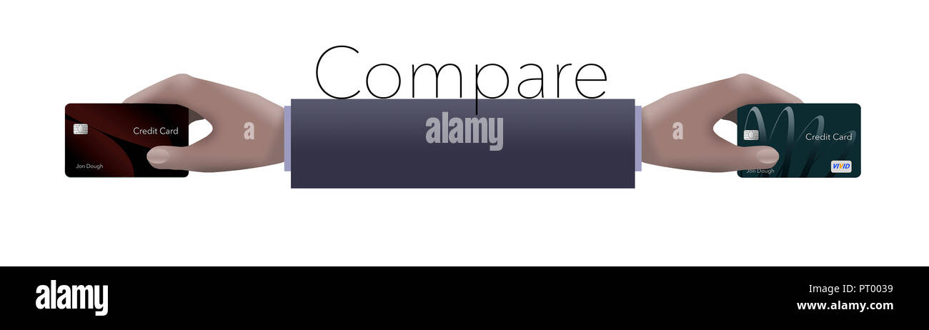 Arme und Hände werden beim Passieren von Visitenkarten und Kreditkarten und gesehen Stockfoto